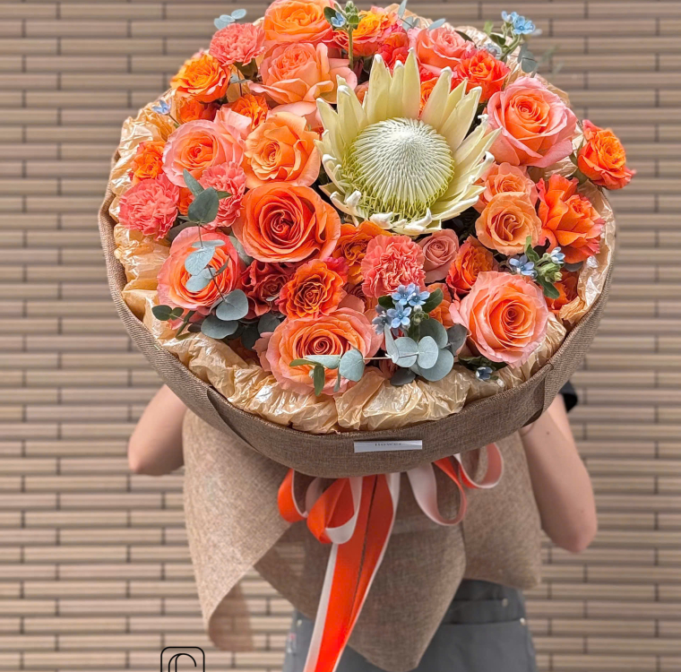 Hoa bó thảo đường hoàng đế mix cam