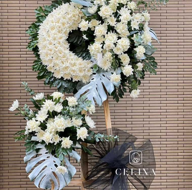 Kệ hoa chia buồn cúc lưới trắng